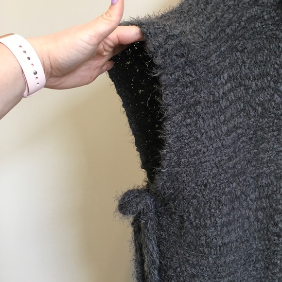 ❌SOLD❌A’reve grey fringe cowl neck sweater poncho Anthro - Picture 4 of 8